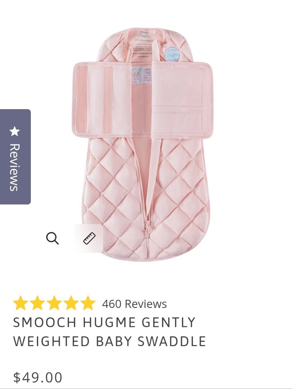 SMOOCH HugMe Gently Weighted Baby Swaddle Light Pink / 0-6 Months